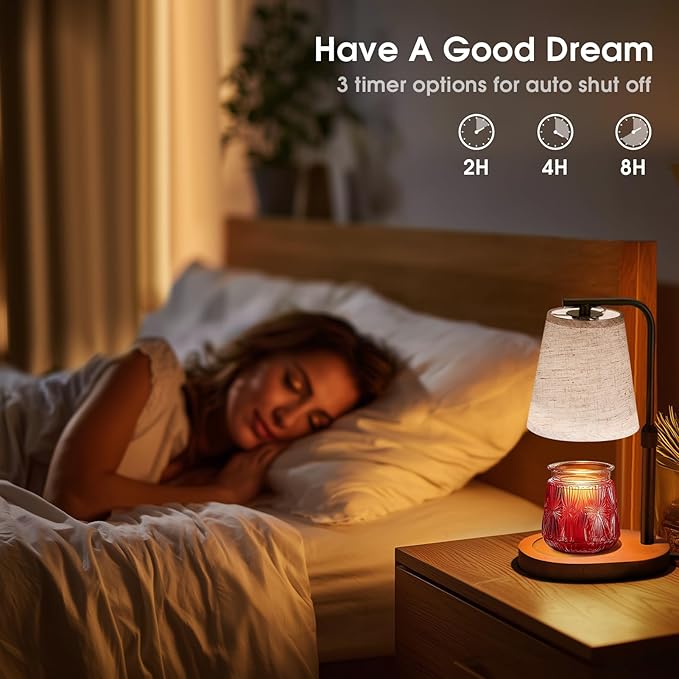 Candle Warmer Lamp with Timer Dimmable, Adjustable Height Candle Warmer Light for Jar Candles with 2 Bulbs, Christmas Birthday Gifts for Women Mom, House Warming Gifts New Home, Room Office Home Decor