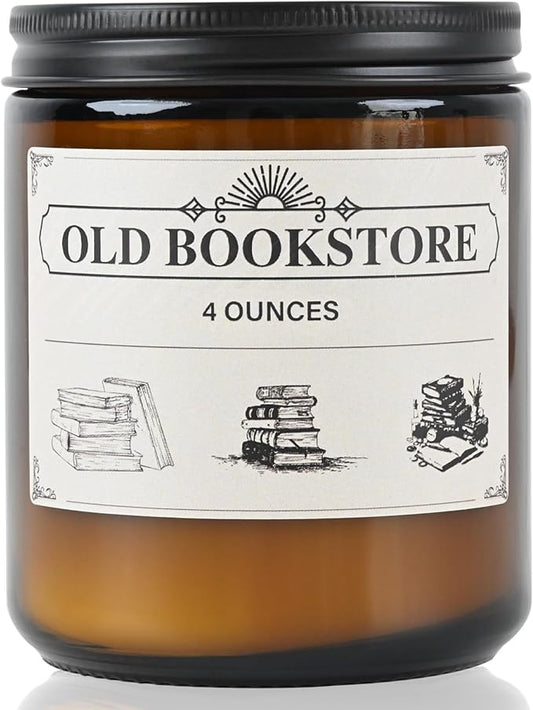 Old Bookstore Candle,Book Lovers Gifts,4 oz 20 Hours Burn Soy Wax Candle Gift for Readers Birthday Gifts for Book Lovers,Librarian,Scented Candle