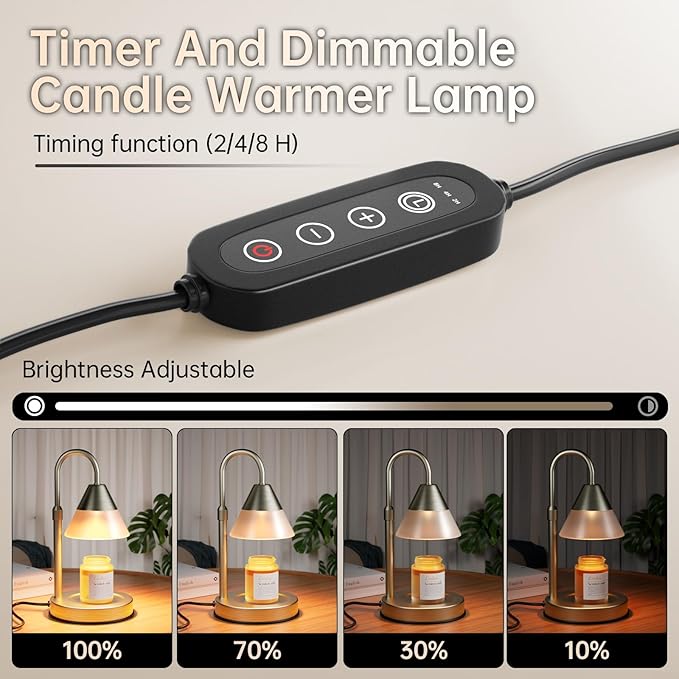 Dimmable Candle Warmer Lamp with Timer Adjustable Height, Mothers Day Birthday Gifts for Mom Women, Candle Lamp Warmer House Warming Gift New Home Decor for Bedroom Living Room Office, Bronze