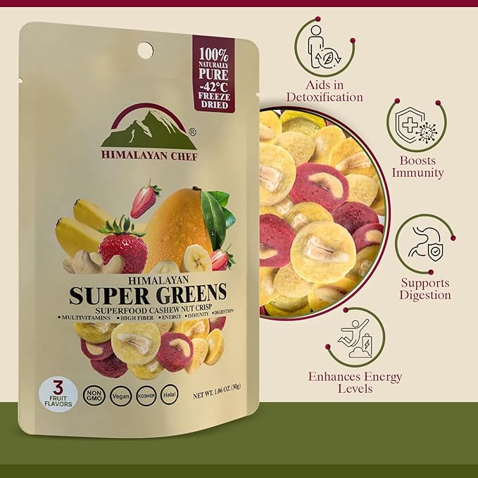 Himalayan Chef Super Reds Freeze-Dried Fruit Cashew Nut Crisps, 30g/each – 10 Pack | Mix Superfood Fruits | Healthy Snacks Packed with Multivitamins, High Fiber & Antioxidants for Energy Boost