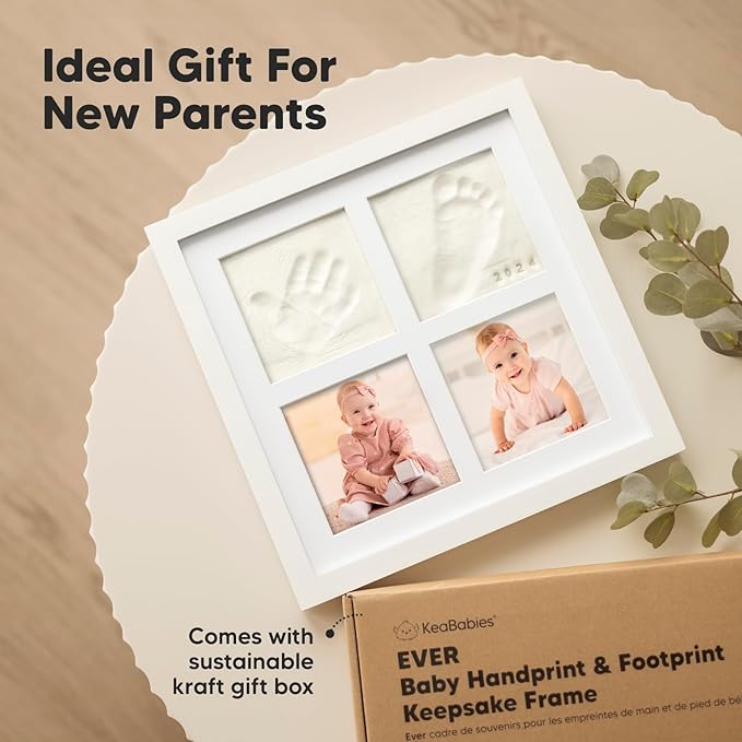 Baby Hand and Footprint Kit - Baby Footprint Kit, Clay Handprint Keepsake Frame, Nursery Picture Frame For Newborns, Personalized New Mom Gifts for Showers & Registry (Alpine White)