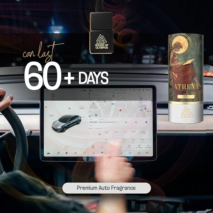 Athena Car Air Freshener and Diffuser - 100% Natural Essential Oils - Luxury Car Scent by House of Olympus - Made in USA