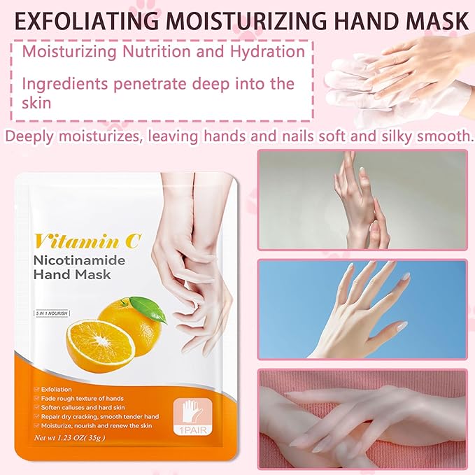 6PCS Hand Masks,Hydrating Hand Masks Moisturizing Gloves Overnight for Dry Cracked Hands,Daily Hand Care Hand Masks Gift Set for Women and Men D