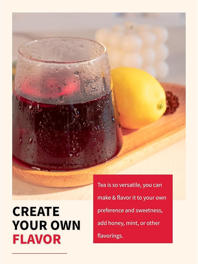 TeeLux Hibiscus Iced Tea, Family Sized Hibiscus Tea Bags, Natural Hibiscus Flowers Herbal Tea, Refreshing Tart Flavor, Caffeine Free, 20 Count