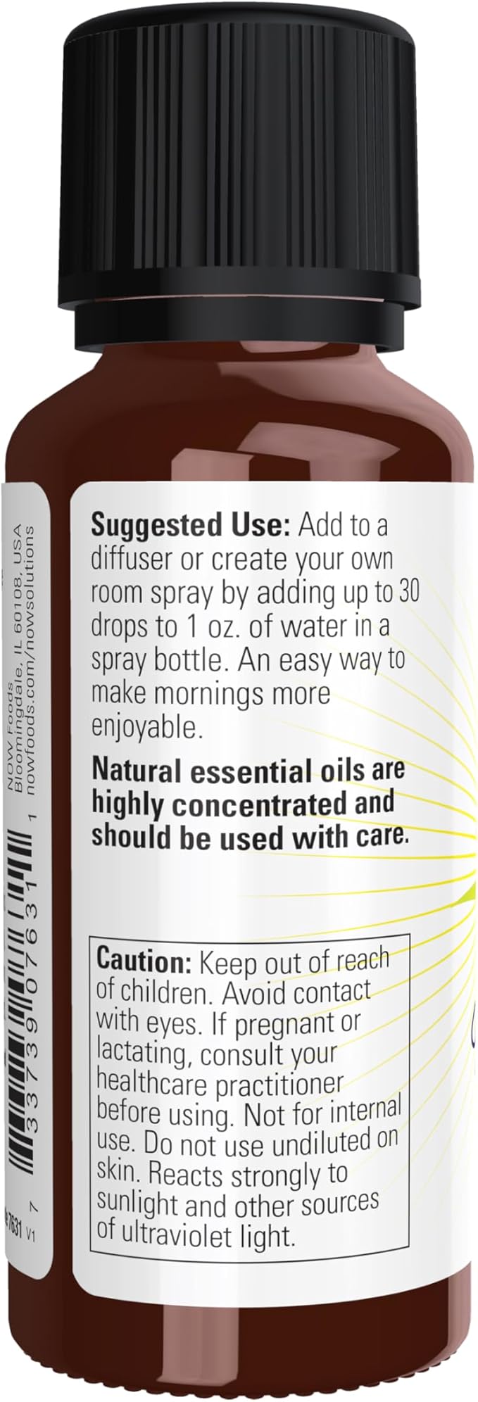 NOW Essential Oils, Good Morning Sunshine Aromatherapy Blend, Soothing Aromatherapy Scent, Blend of Pure Essential Oils, Vegan, Child Resistant Cap, 1-Ounce