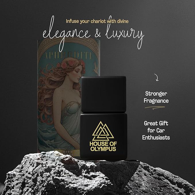 Aphrodite Hanging Car Air Freshener for Women, 100% Natural Essential Oils - 60 Days Lasting Car Scent by House of Olympus - Made in USA