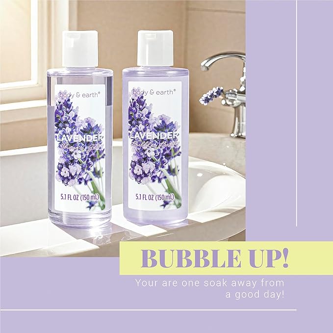 Spa Gift Baskets for Women - Body & Earth 11pcs Lavender Gift Sets with Bubble Bath, Shower Gel, Body Lotion, Birthday Gifts for Women, Spa Kit for Mom Gifts, Purple Gifts