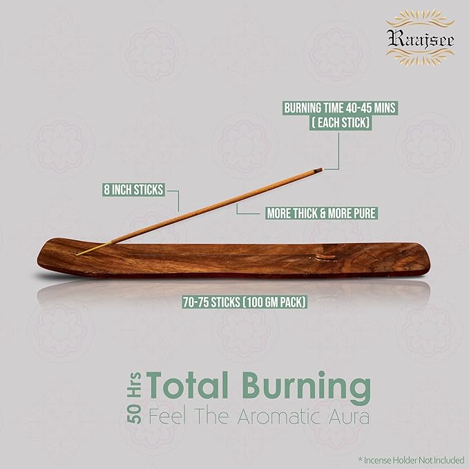 Raajsee White Sage Incense Sticks, 100%-Natural Charcoal Free Organic Non Toxic Clean Burning Handmade Insence Sticks 100 gm Pack, Meditation Gifts – Spritual Cleansing