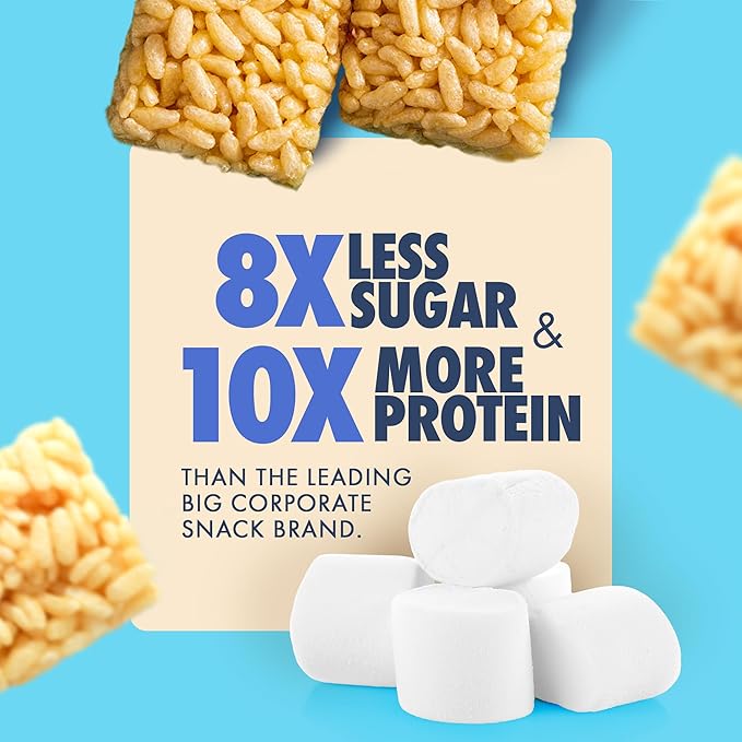 New Improved Recipe - Sinless Snacks Marsh Mallow Krisp - Perfect Keto Snacks - Delicious Gluten Free Low Carb Snacks - Marshmallow Keto Cereal Bars – Soft & Chewy Low Sugar – Less Than 1g - 8 Count