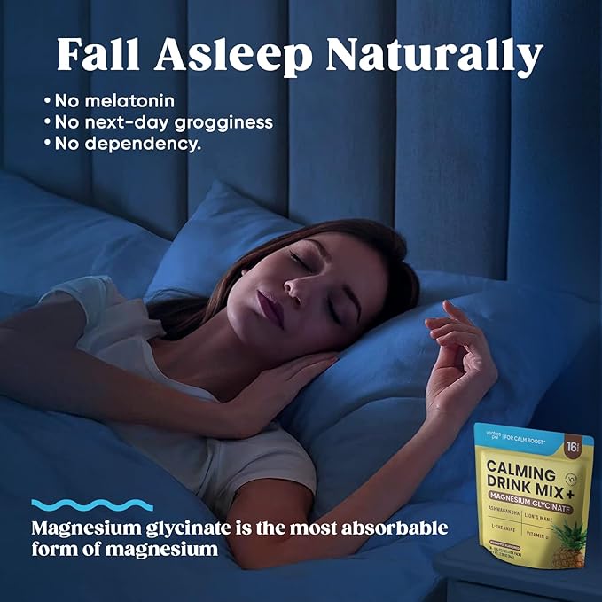 Venture Pal Calming Powdered Drink Mix, Magnesium Glycinate, Ashwagandha, L-Theanine,Vitamin D, Lions Mane, Sugar Free Magnesium Supplement Blend for Relax & Focus, Non GMO, Vegan, On The Go