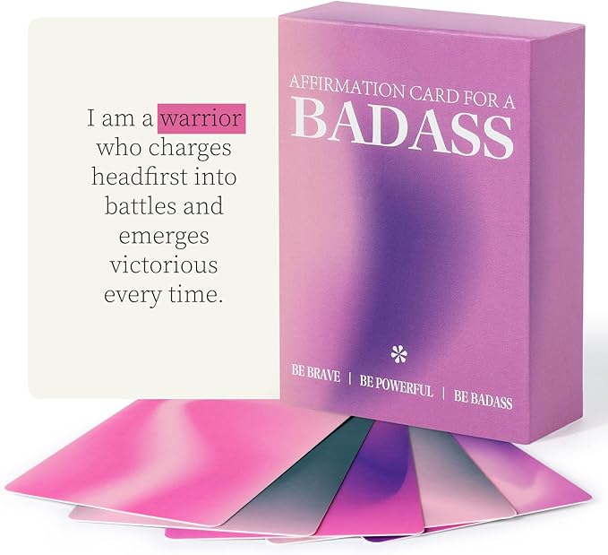 Badass Affirmation Cards for Women, 60 Unique Positive Daily Affirmation Cards Deck, Badass Affirmation Motivational Mindfulness Cards for Spiritual Self Care, Birthday Gifts for Women