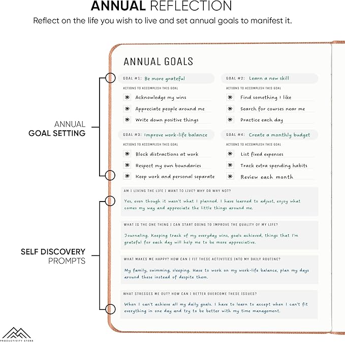 PRODUCTIVITY STORE Gratitude Journal & Self Care Journal - Guided Journal, Mindfulness Journal & Mental Health Journal All-In-One - Premium Daily Journal For Women & Men - A5 5.8" x 8.3" - Grey