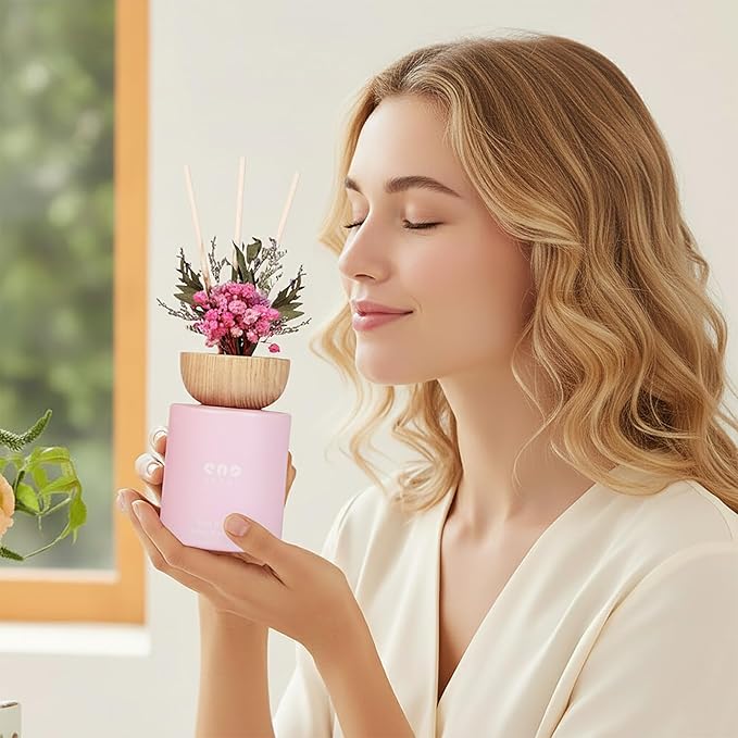 Reed Diffuser Set with Really Dried Flowers, Essential Oils Scented Diffuser with Sticks, Air Fresheners Home Fragrance for Bathroom Shelf Decor & Gift, 5.1oz / 150ml