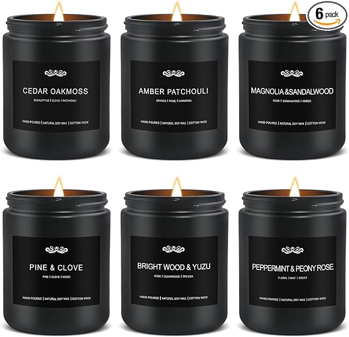 6 Pack Candles for Home Scented Aromatherapy Candles Gifts Set for Men, Men Candle Set, 42 oz 300 Hour Long Lasting Candles, Gifts for Mens, Birthday, Anniversary Present