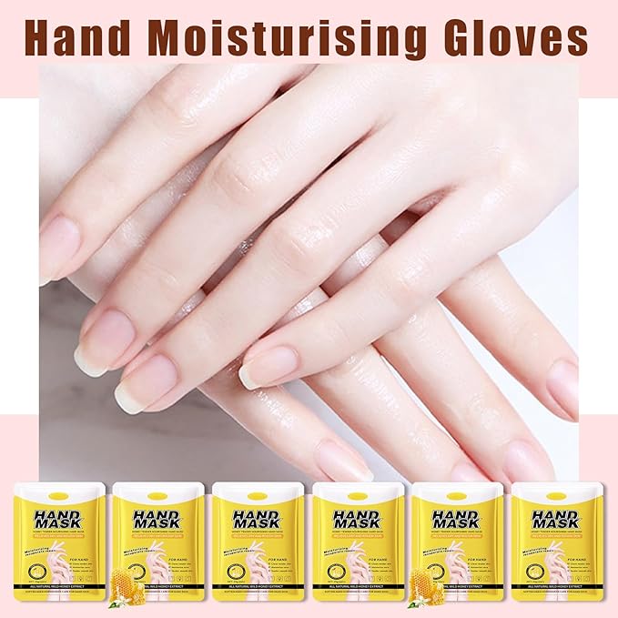 6 Pairs Hand Mask for Dry Cracked Hands,Nourishing Moisturizing Gloves,Hands Moisturizer for Deep Moisturizing,Silky Smooth Moisturizing Gloves,Hand Care Mask Set(E)