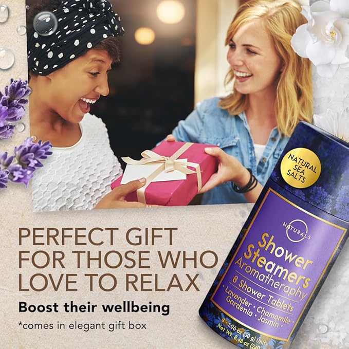 Shower Steamers Aromatherapy - Birthday Gifts for Women and Men - Shower Bombs Aromatherapy, Spa Day Essentials, Relaxation Spa Gifts - Self Care Stocking Stuffers (Lavender 8 Count)