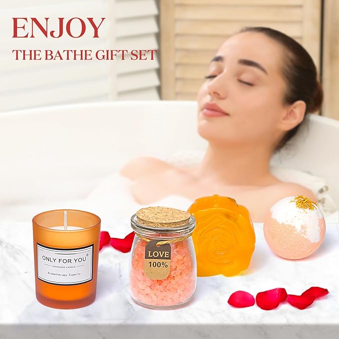Gifts for Women Unique Spa Gifts Basket Set Birthday, Mothers Day, Valentines Day Christmas Gifts for Mom, Sister, Her, Girlfriend, Wife Bright Orange Gift Box…