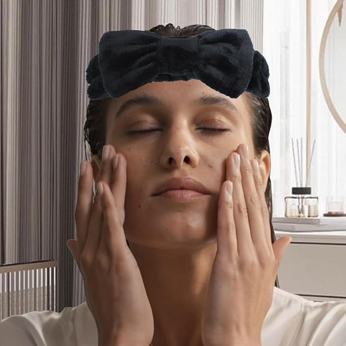 9 Pcs Coral Fleece Spa Headband and Wristband Set Fuzzy Skincare Hairbands Stretchy Wrist Wash Bands for Washing Face Make Up Women