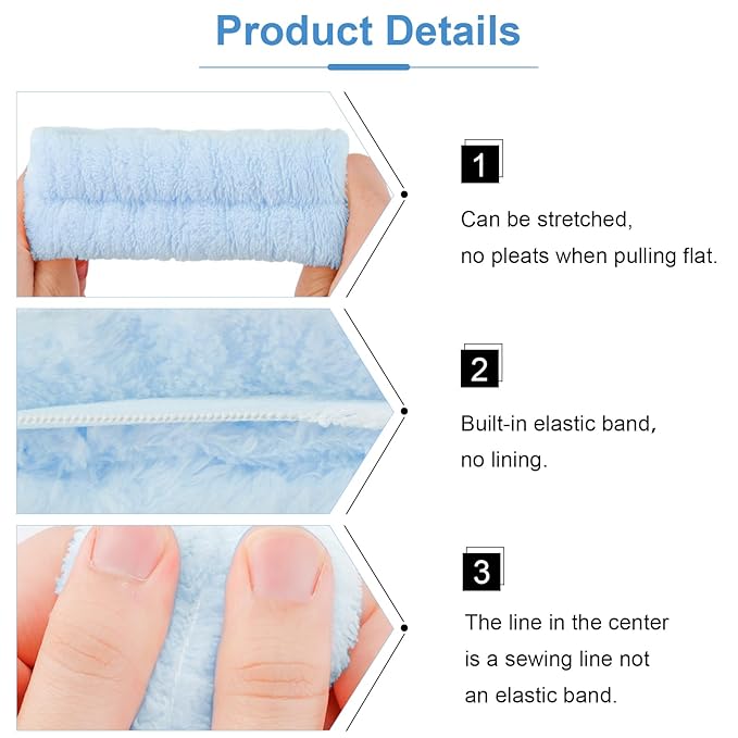 VELSCRUN 6 Pack Spa Headband, Makeup Headband, Face Wash Headbands, Skincare Headbands, Blue Sponge Hair Band Bow Tie Spa Head Band for Washing Face Wristband Set Hair Accessories for Women Gifts