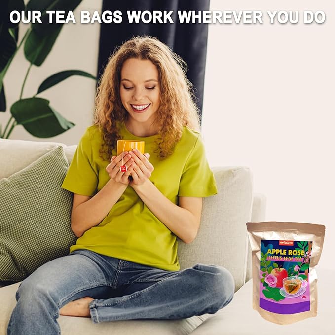 40 Bags Apple Rose Lotus Leaf Tea, Caffeine-Free Natural Ingredients Herbal Tea Bags, Support Digestion, No Additives, Daily Enjoyment Tea for Women