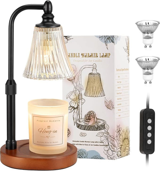 Black Walnut Candle Warmer Lamp with Timer Dimmable,Birthday Gifts for Women,Adjustable Height Wax Melt Warmer for Jar Candles,House Warming Gifts New Home,Ideal for Office,Bedroom Home Decor