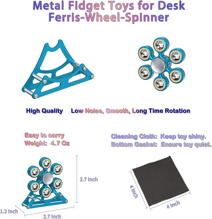 Desk-Fidget-Toys for Ferris-Wheels-Spinner: 4mins Metal Kinetic-Spinner Cool-Gadgets for Office Home School Christmas, EDC-Toy ADHD Tools Cool-Stuff Stress Relief Gift for Kid Children Teen Adult