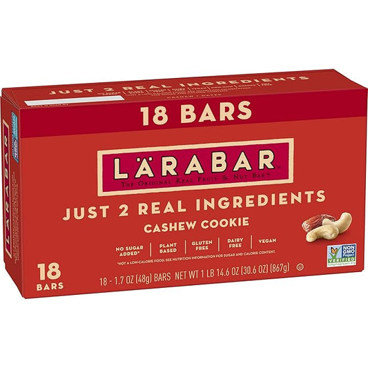 Larabar Cashew Cookie, Gluten Free Vegan Fruit & Nut Bars, 1.7 oz, 18 ct