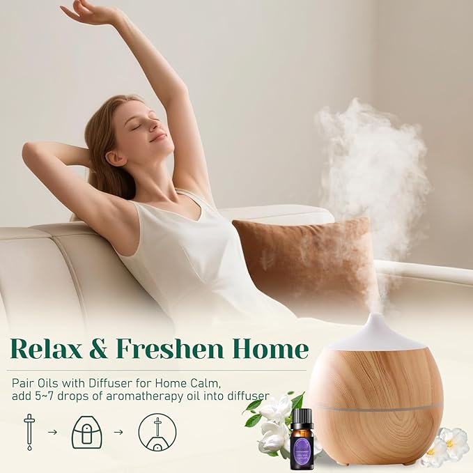 100% Natural Pure Essential Oils Set - Top 12 Organic Undiluted Oils for Aromatherapy Diffuser Plant Therapy,Candle Making,Laundry Fragrance,Humidifiers,Skin Care (0.33 Fl Oz 12 Pack)