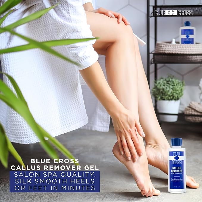 Blue Cross Callus Remover Gel for Feet or Heel, Extra Strength Professional Nail Care, File, Shaver, Scrubber & Pumice Stone Alternative for at Home Manicure/Pedicure Results, 6oz