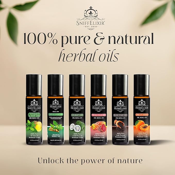 Peppermint Essential Oil Roll On with Hemp Seed Oil, Essential Oils Peppermint to Ease Headaches & Migraine, Used as Headache Stick, Oil Roller - Aromatherapy Gifts for Women and Men