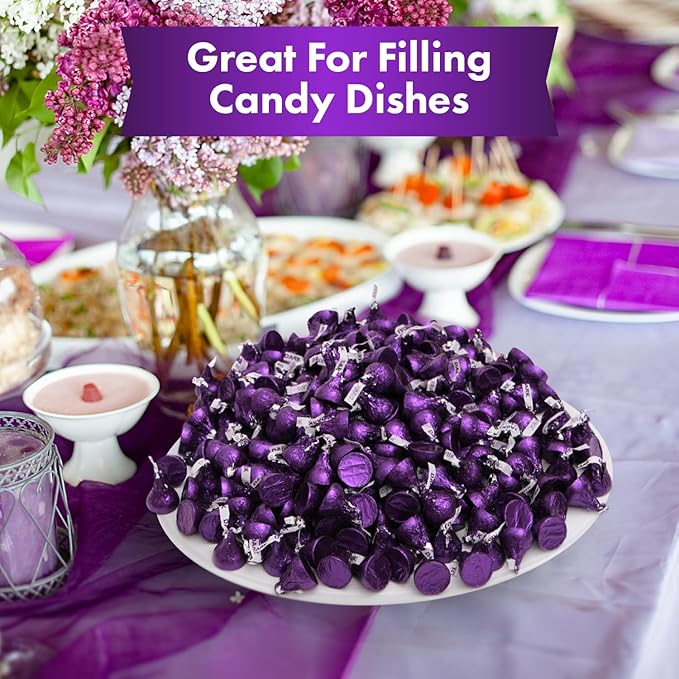 Dark Chocolate Kisses, 3lb Pack of Dark Chocolate Individually Wrapped, Ideal Purple Candy Bulk for Parties and Gatherings, Perfect Kisses Chocolate for Candy Buffets, Gift Baskets, and Sweet Treats