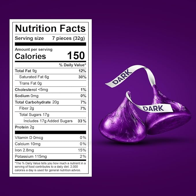 Dark Chocolate Kisses, 6lb Pack of Dark Chocolate Individually Wrapped, Ideal Purple Candy Bulk for Parties and Gatherings, Perfect Kisses Chocolate for Candy Buffets, Gift Baskets, and Sweet Treats