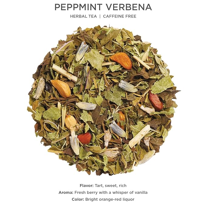 Tea Forte Peppermint Verbena Premium Loose Leaf Caffeine-Free Herbal Tea Blend Canister, Makes 35-50 Cups