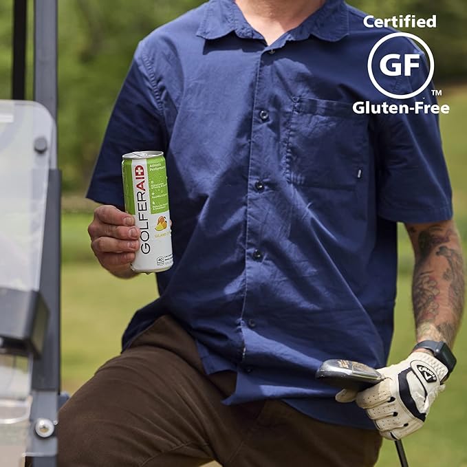 GOLFERAID Performance Blend, Up Your Golf Game, No Caffeine, Glucosamine, Turmeric, MSM, CoQ10, B-Complex, BCAAs and Electrolytes, 40 Calories, 100% Clean, Paleo, Vegan, 12 Fl Oz (Pack of 12)