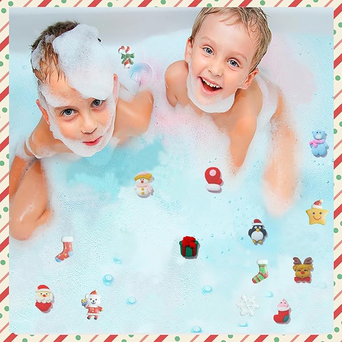 20 Pack Christmas Bubble Bath Bombs,Bath Bombs for Kidswith Christmas Squishy Surprise Inside Kids Girls Boys Women Christmas Stocking Stuffers Gifts