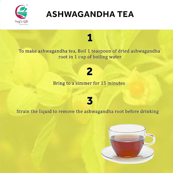 Ashwagandha Root 4 oz | Dried Ashwagandha Herb | 100% Naturally Dried | Withania Somnifera | Best Particle Size For Making Tea | by Yogi's Gift®