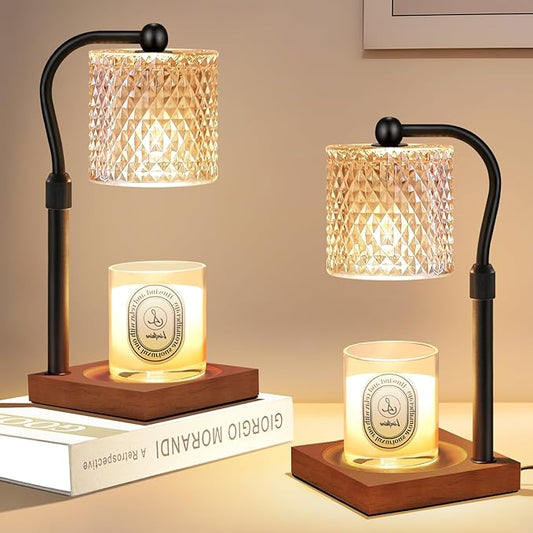 2 Pack Candle Warmer Lamp with Timer Dimmer Adjustable Height, Birthday Housewarming New Home Decor Gifts for Women, Electric Wax Warmer for Jar Candles