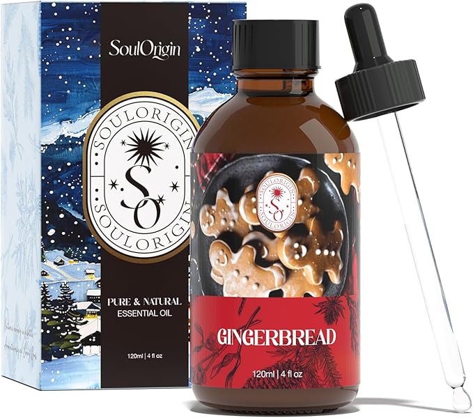 Winter Gingerbread Essential Oil 120ml (4 Fl Oz), Natural Holiday Fragrance Oils for Aromatherapy Essential Oil Diffuser, Fragrance Lamps Humidifier, Massage, Candle Making