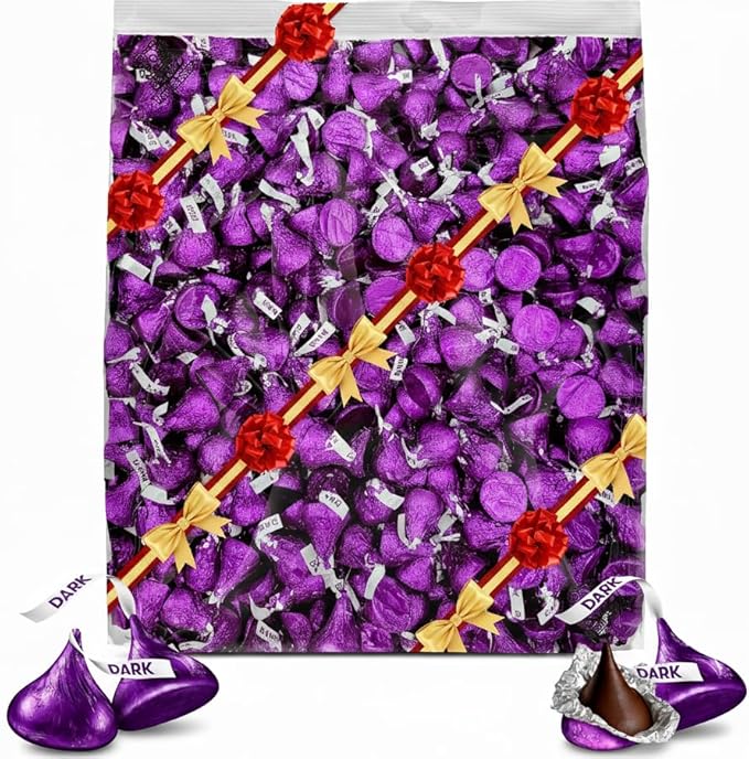 TreatBasket Purple Kisess Special Dark Chocolate 2 lb of Mildly Sweet Gift Set - Perfect for Halloween Treats & Gifting 2 Pound
