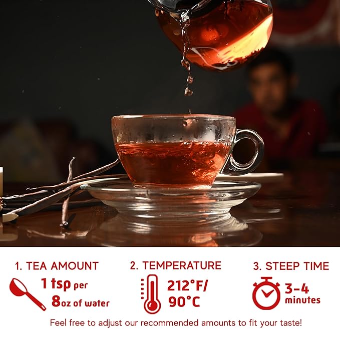 Sou Zen Organic Vanilla Rooibos Tea 4oz (113g) | Decaf Loose Leaf Herbal Red Tea Blend | Naturally Caffeine and Preservative-Free