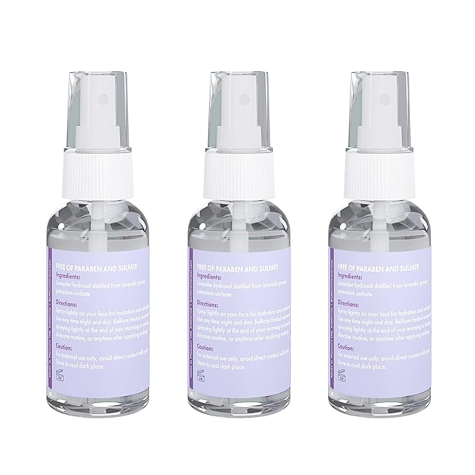 100% Natural Lavender Mist Spray, Organic Face Body Hair Hydrating Mister, Calming for Better Sleep, Vegan non-GMO, 2 ounce (3 Pack)