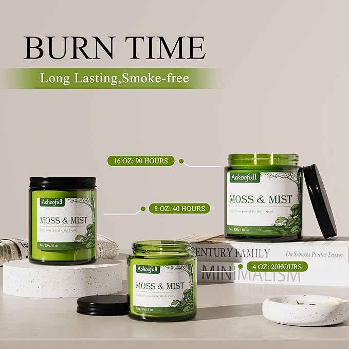 Soy Candles for Home Scented,Fall Candle 4oz 20 Hours Burn Moss & Mist Aromatherapy Candle Gift for Stress Relief, Meditation, Yoga, Relaxing SPA, Reusable Jar for Women Men