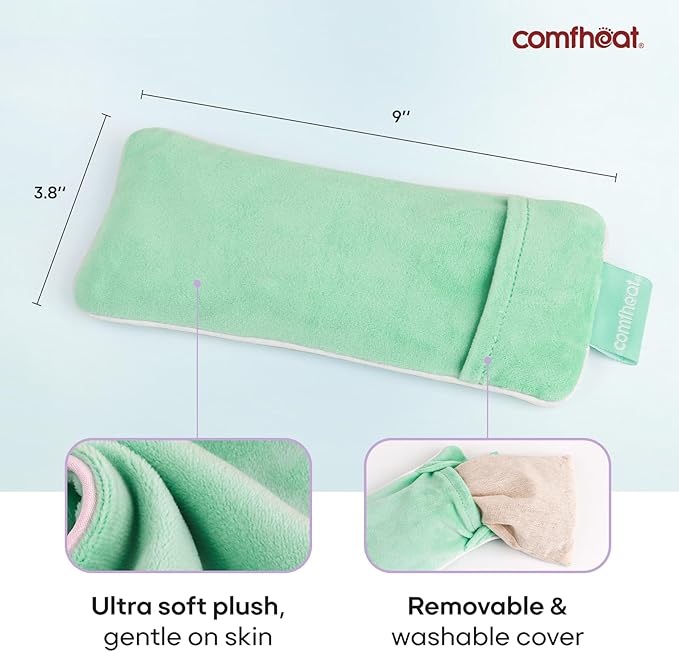 Unscented Weighted Eye Pillow - Soft Plush Removable Cover, Moist Heat & Cold Therapy, Natural Aromatherapy Eye Compress Pillow for Relaxation, Yoga, Meditation, and Sleep, Green