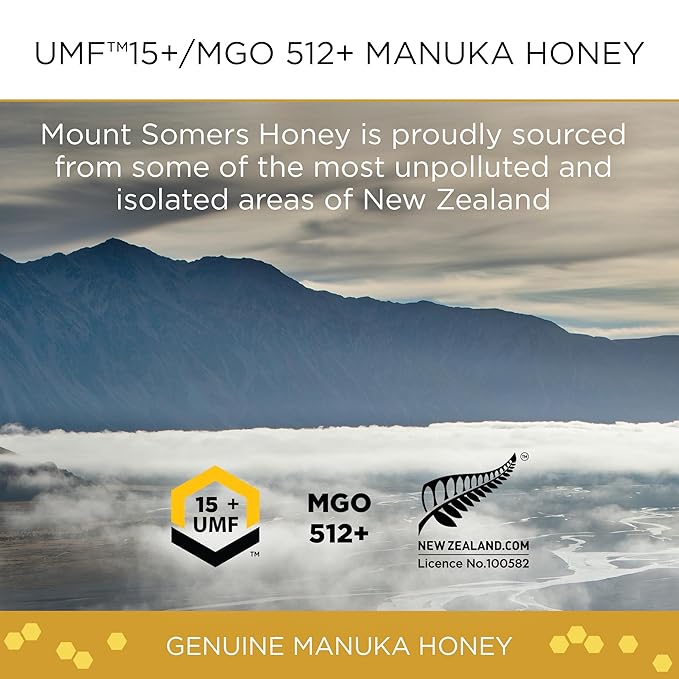 Mount Somers UMF 15+ Manuka Honey Drops - 26pcs Soothing Throat Lozenges from New Zealand, Natural Relief for Sore Throats