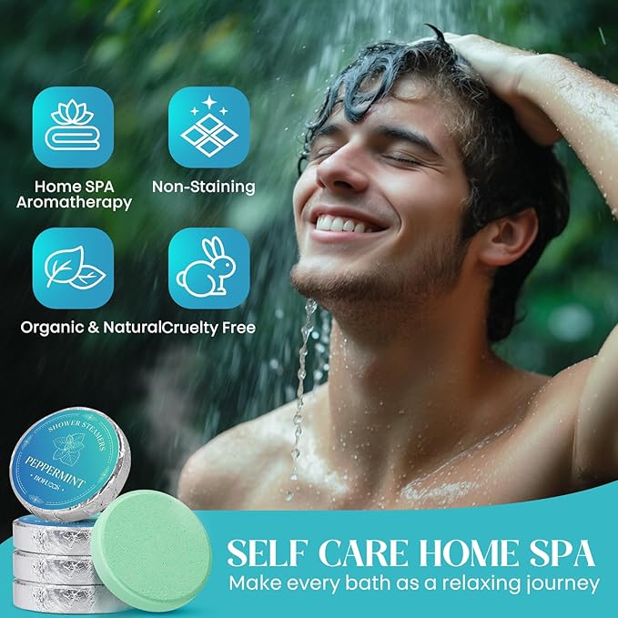 Shower Steamers Aromatherapy, Birthday Gifts for Men Teen, Stocking Stuffers White Elephant Christmas Gift for Adults, Natural Essential Oils Bath Bombs Relaxation SPA – 15 Tablets