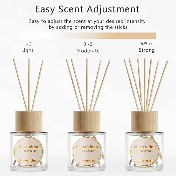 Binca Vidou Reed Diffuser Set, Lavender Osmanthus Orange&Lemon Scent Oil Diffusers with Sticks for Home Office Bathroom Aromatherapy Decor 1.69oz X 3
