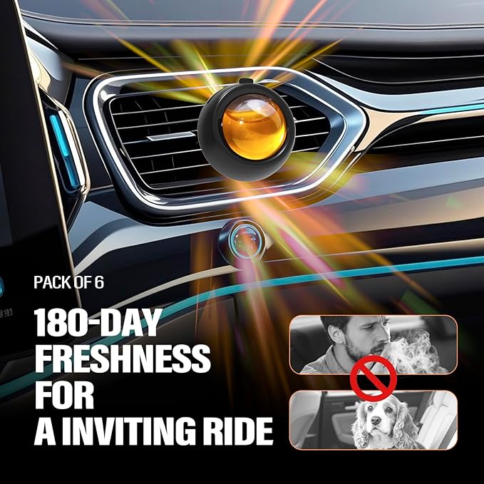 Car Air Freshener Vent Clips, Hawaiian Scent, 6 Pack, Long Lasting Scent Up to 180 Days, Car Fresheners for Women, Car Vent Clip for Men
