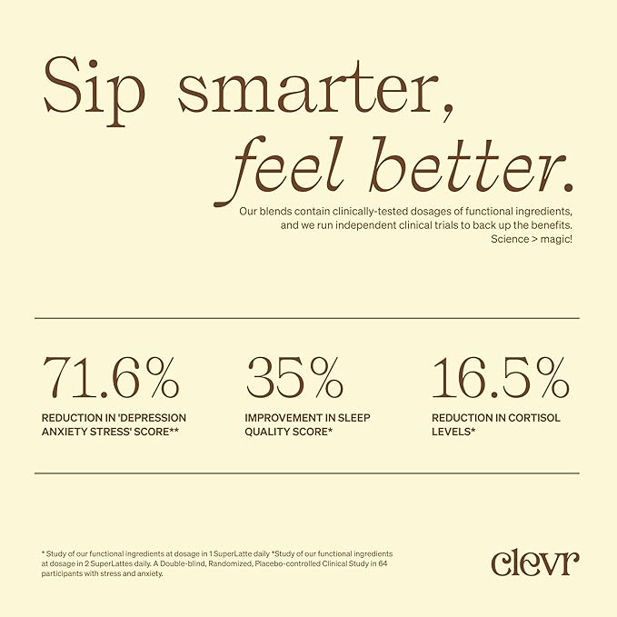 Clevr Blends Turmeric Powder, Golden Milk Instant Latte Mix, Superfood Powder with Oat Milk, Lions Mane, Reishi Mushroom, Organic Spices, Coconut Cream, Ashwagandha, Serve Hot or Iced, (14 Lattes)