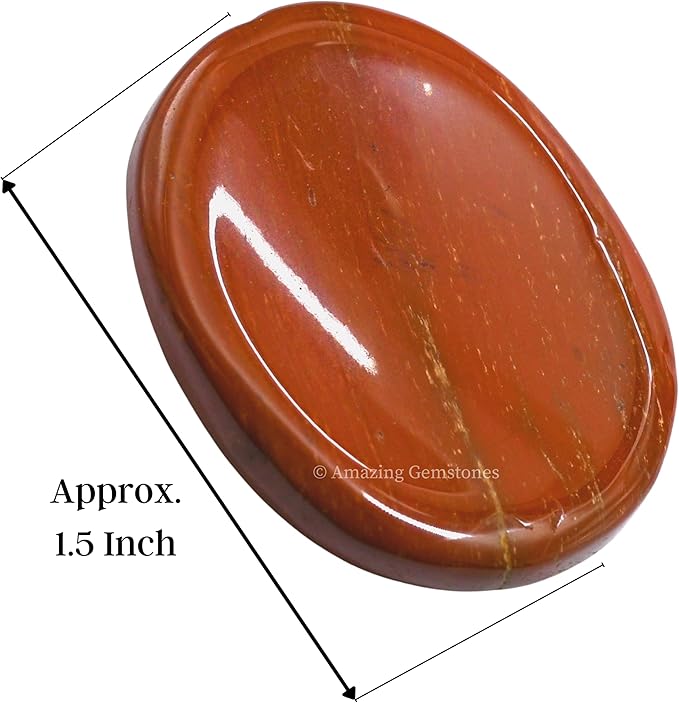 Amazing Gemstone Red Jasper Worry Stone Crystals and Healing Stones - Worry Stones for Stress Relief Gifts - Piedra Crystal Fidget for Meditation - Unique Stocking Stuffers and Birthday Gifts