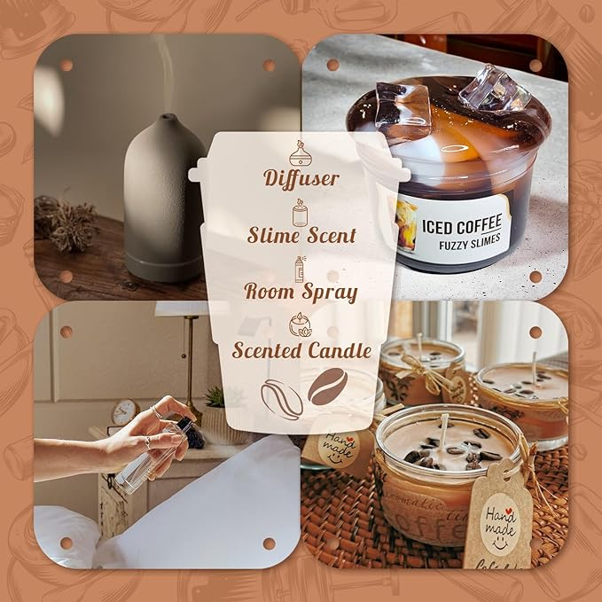 Coffee Fragrance Oil Set, Premium Essential Oils for Diffusers for Home, Blueberry Muffin, Café Mocha, Hot Chocolate, Coffee and More, Candle Scents for Candle Making, DIY Soaps, Aromatherapy